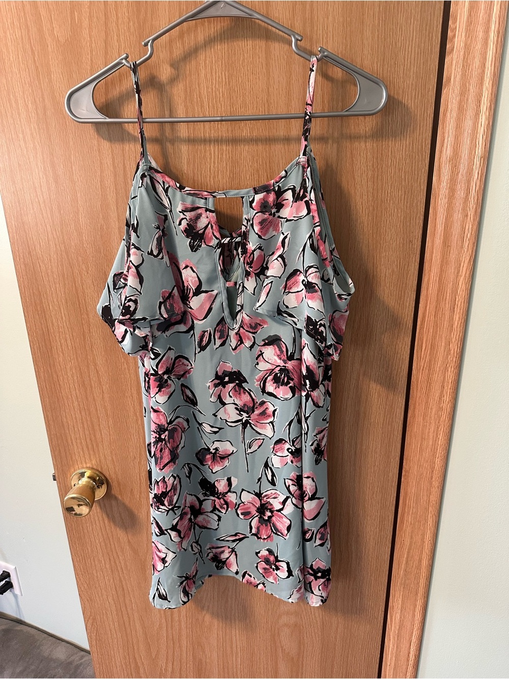 Apricot Lane Floral Mini Dress in Light Blue and Pink